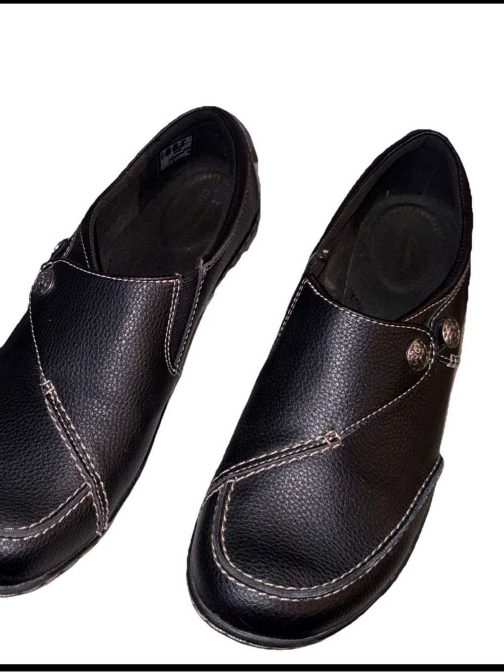 Woman’s Size 9 Black Leather Ashland Lane Flats by Clark’s Collection slip on